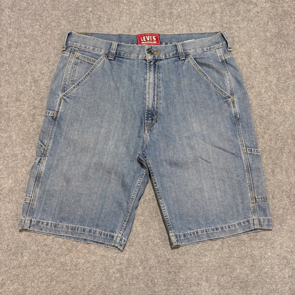 Levis Carpenter Denim Shorts Mens W38 Light Wash Utility Blue Jeans Workwear